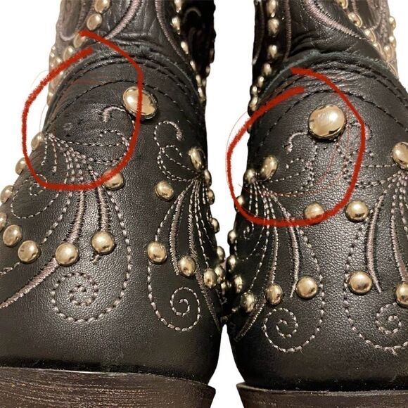 Womens Rocking Country Collection Black Studded Embellished Leather Boots 8M - Picture 5 of 9